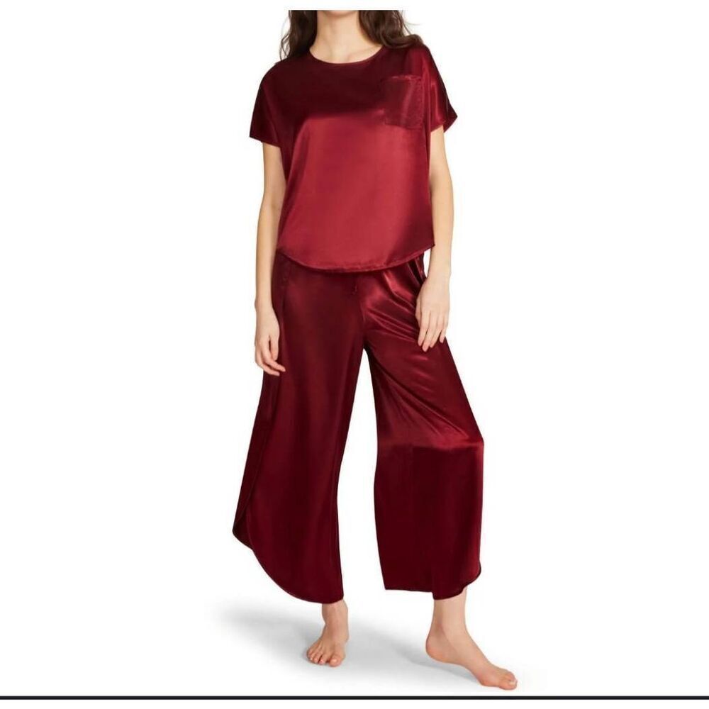 BB Dakota 2 Piece Satin Lounge Set Maroon Burgundy Sz XXL New
